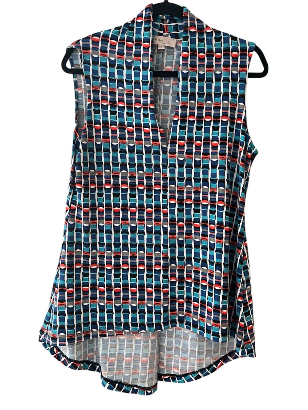 Philosophy Sleeveless Hi Lo Top Red White Blue Size Large